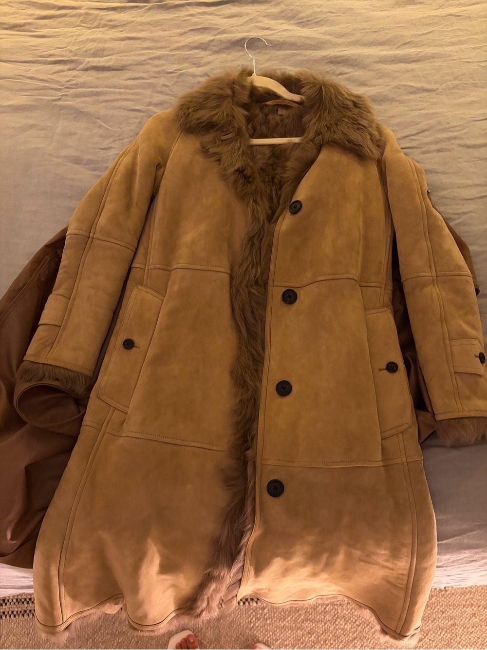Burberry London Camel Lamb Shearling Long Coat US 2 Made in Italy - Picture 15 of 16